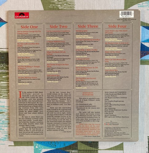 Hank Williams 2 LP I'm so Lonesome I Could Cry March 1949 - August 1949 EX/M- - Imagen 2 de 2