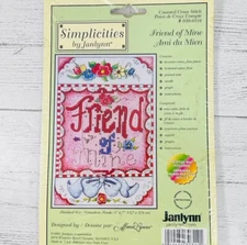 Vtg Friend of Mine Simplicities Janlynn Counted Cross Stitch Kit Floss Fabric
