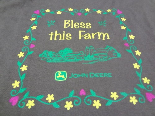 John Deere Mens Medium 8/10 Brown T-Shirt Bless this Farm - Picture 2 of 6