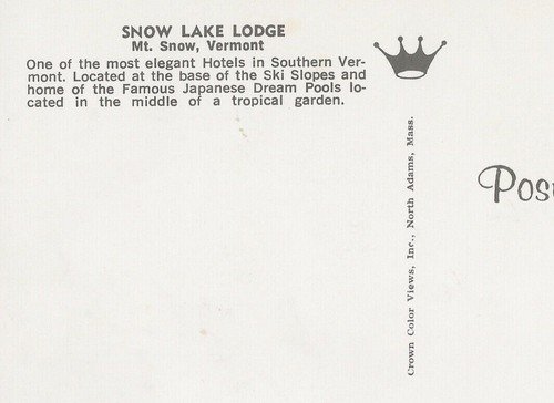 Vintage Postcard Snow Lake Lodge Vermont VT Japense Dream Pools - Picture 4 of 4