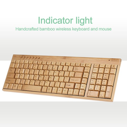 2,4 G kabellose Bambus-PC-Tastatur und Maus-Kombination Computer-Tastatur Gelb - Bild 11 von 11