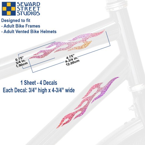 Flame Glitter Helmet Decals, 4 Flames Motorcycle Frame Glitter Stickers / #876G - 第 10/35 張圖片