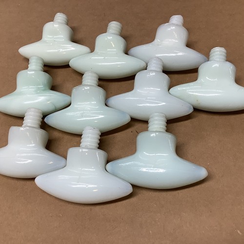 Vintage EINZELNE milchig grüne Glas Strumpfhalter Stil Gewinde Knöpfe zieht Schublade Marmor - Bild 8 von 10