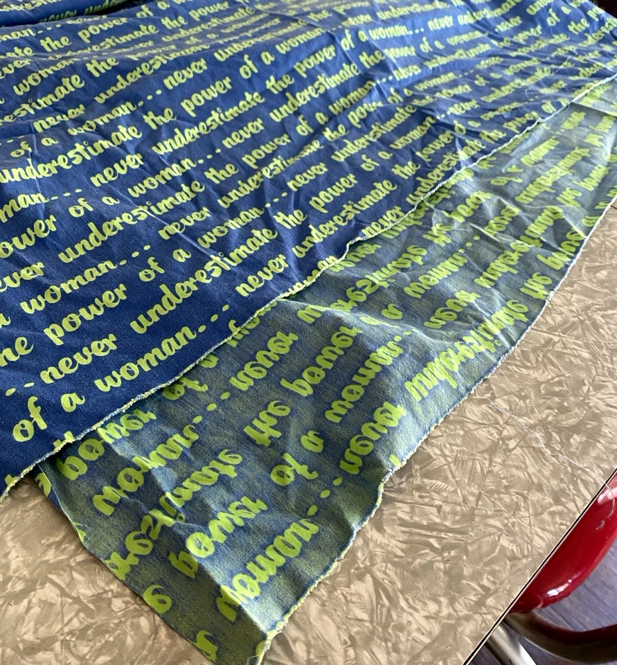 Vintage 70s Feminist Cotton Fabric 45" x 102" Never Underestimate Power of Woman - Image 4 of 4