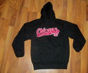 MV-Sport-Women-039-s-Chicago-Black-Pullover-Hoodie-Hooded-Sweatshirt-Size-M