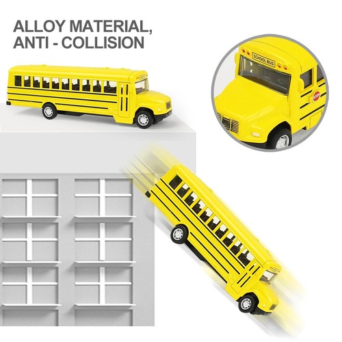 Yellow Inertial Pull Back Toys School Bus Model Car Model Simulation Vehicle - Picture 11 of 12