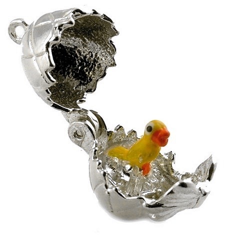 STERLING SILVER OPENING EASTER CHICK CHARM - Picture 2 of 4