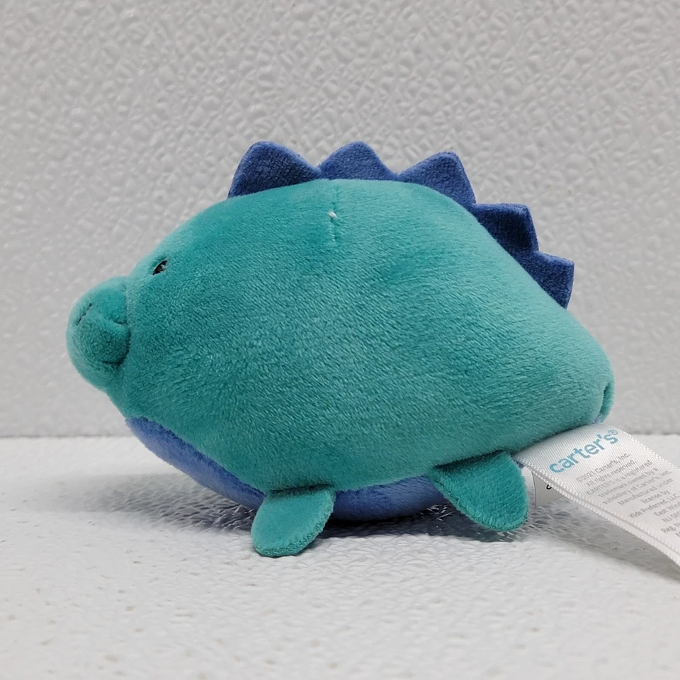 Carter's Green Blue Mini 4" Dinosaur Dino Squishy Stuffed Animal Plush 2021 - Image 3 of 4