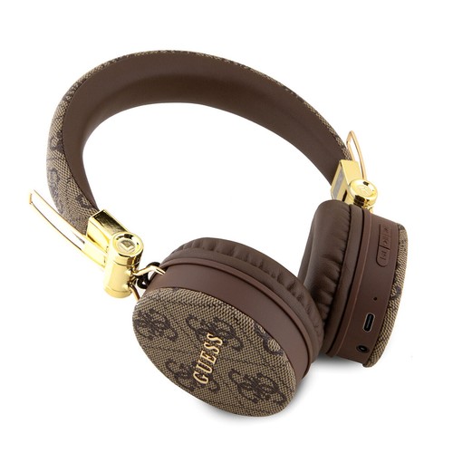 Guess Bluetooth 5.3 Wireless Headset On-Ear 4G Metal Logo Brown - Picture 3 of 7