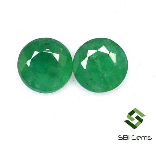 1.05 Cts Certified Natural Emerald Round Cut Pair 5.25 mm Dark Shade Loose Gems - Picture 5 of 6