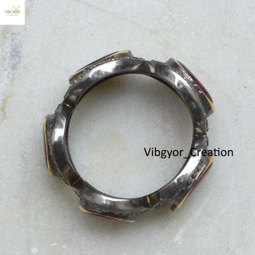 Genuine Pave Diamond Eternity Band Ring Multi Gemstone 925 Solid Silver Jewelry - Picture 3 of 3