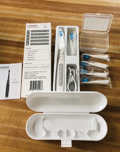 Cosoul Sonic Electric Toothbrush USB Cable Rechargeable with 6 Brush Heads - Picture 6 of 7