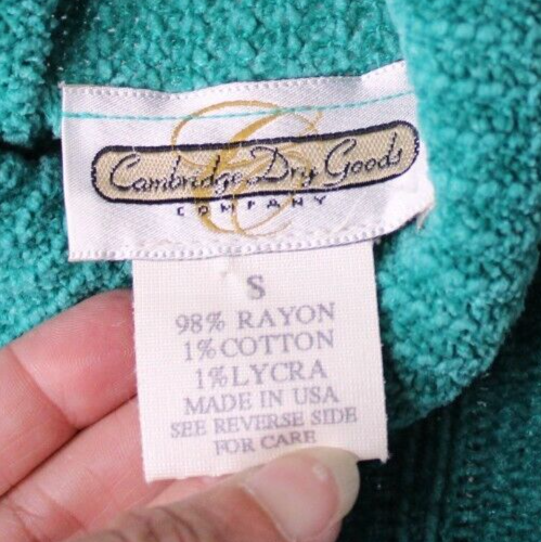 Vintage Cambridge Dry Goods Green Velour Sweater Size Small - Picture 7 of 8
