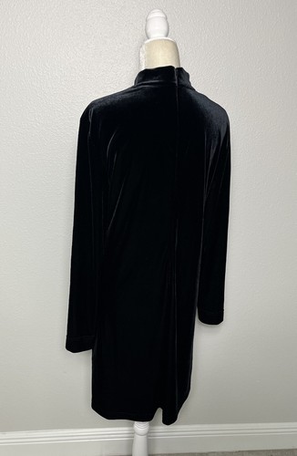 Abito Talbots vintage velluto collo alto manica lunga tubino elegante gotico y2k anni 90 nero M - Foto 7 di 14