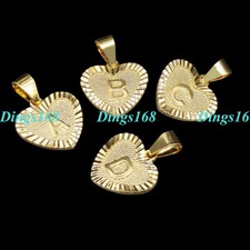 Men Womens Real 18K Gold Filled Heart Pendant Necklace Chain Alphabet Letter "D"