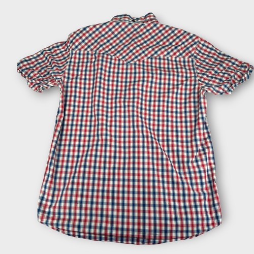 Levi's Men's Plaid Button Down Shirt Red Blue Checkered Short Sleeve Western M - Picture 2 of 15