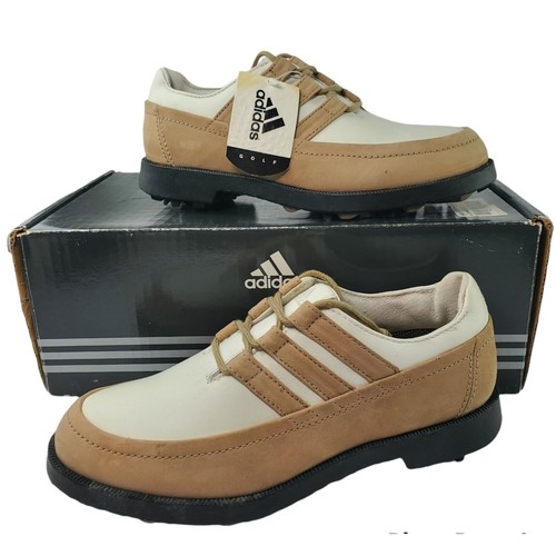 Adidas Womens 5 Golf Shoes Waterproof Leather Beige White Fast Twist Fit Foam - Picture 3 of 8
