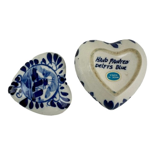 Astuccio portagioie con cuore dipinto a mano blu Delfts. Made In Korea vintage. RARO. - Foto 7 di 9