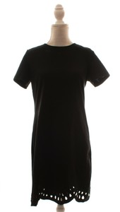 Banana-Republic-Black-Laser-Cut-Eyelet-Short-Sleeve-Shift-Dress-Size-S-Small