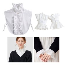Victorian Ruffled Choker Collar Decorative Wrist Cuffs Medieval Cosplay