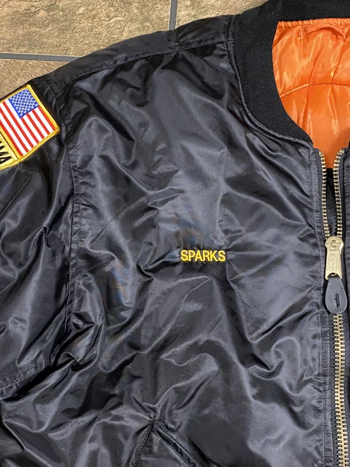 复古 MA-1 Rothco Ultra Force 夹克大号黑色陆军传单补丁轰炸机! — 第 4/4 张图片