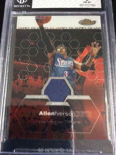 2002-03 Topps Finest #130 Allen Iverson Jersey BGS 8 Philadelphia 76ers Original - Bild 2 von 3