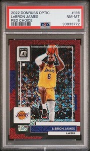 2022 Panini Donruss Optic LeBron James #116 RED Choice  /88 PSA 8