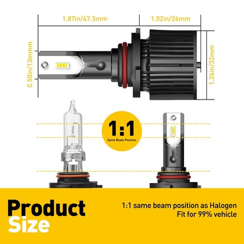 4X 9005 H11 LED Headlight Bulb Conversion Kit High Low Beam Xenon White X1 EAK - 第 2/10 張圖片