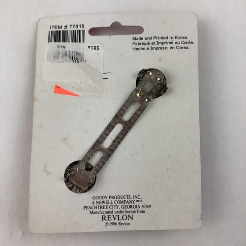 Vintage Revlon Fashion Barrette 4" NOS Snap Closure 77015 Goody 1996 Silver Tone - Bild 3 von 6