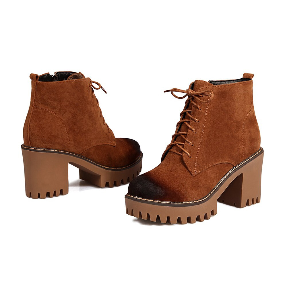 Women Ankle Boots Flock Cross Tied shoes Square Square Square Heel Platform Zipper Footwear b68bb4 Women Ankle Boots Flock Cross Tied shoes Square Square Square Heel Platform Zipper Footwear b68bb4