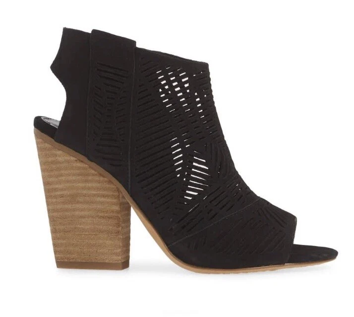 Vince Camuto Kimora Cut out Open Toe Suede Ankle Boot Block Heel