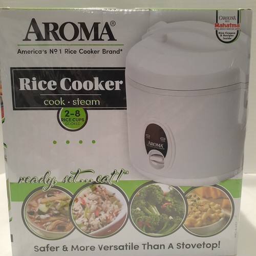 Aroma Rice Cooker 2-8 Cups Cook Steam New Still in Plastic White - Picture 2 of 9
