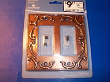 Brainerd French Lace 2-Gang Toggle Switch Wall Plate - Sponged Copper 405504 LB6