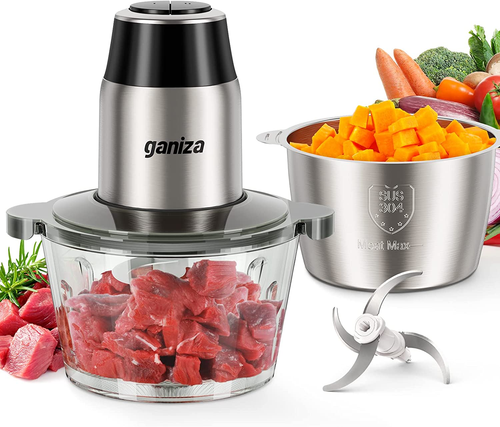Food Processors,Electric Food Chopper w/ Meat Grinder & Vegetable Chopper-2 Bowl image