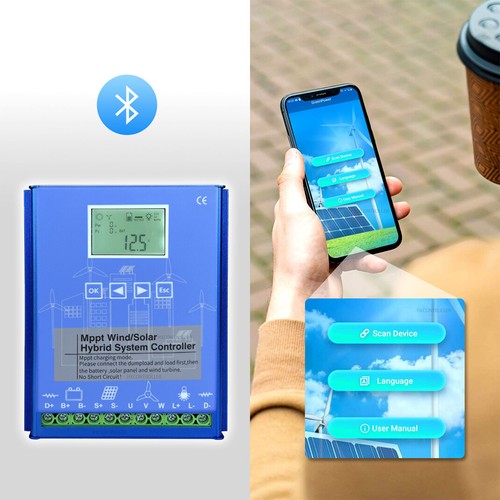 Smart Power Controller LCD Bluetooth Solar Wind Auto Transfer Switch 12V 24V US - Picture 4 of 20
