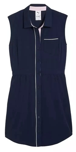 PUMA WOMEN'S ARNOLD PALMER SLEEVELESS GOLF DRESS Size Medium Buttons Navy - Picture 1 of 15