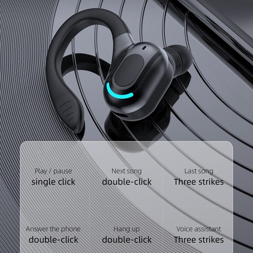 Cuffie sospese impermeabili Cuffie wireless compatibili con Bluetooth (nero) - Zdjęcie 5 z 7