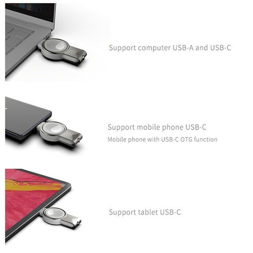 USB & USB-C Dual Interface Wireless Charger For iWatch 2/3/SE/4/5/6/7 Watch E - Picture 6 of 10
