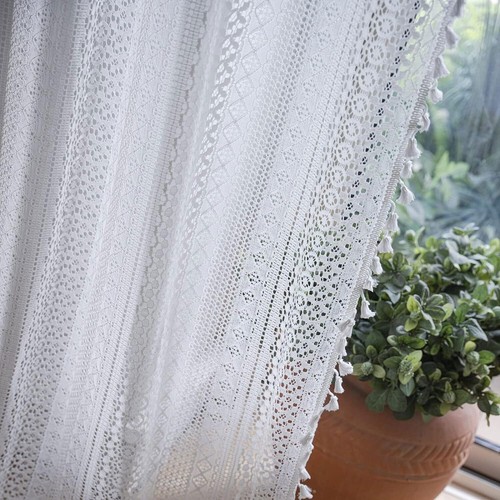 Häkelspitze Gardine Paneele Fenstergardinen Schlafzimmer Wohnzimmer Stange Tasche Rustikal - Bild 27 von 50