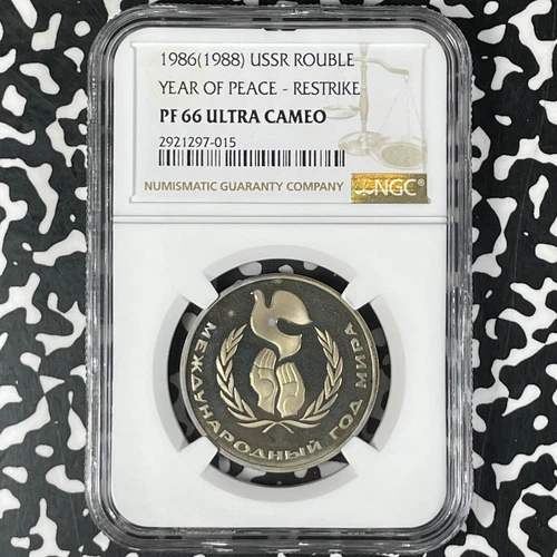 "1986" (1988) Russia Year Of Peace 1 Rouble NGC PR66 Lot#HP340 Restrike