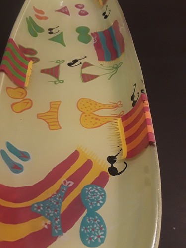 LOLITA Rare & Retired Handpainted Glass Oblong Serving Tray - BIKINI Design - Picture 9 of 12