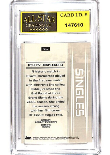 2007 ACE AUTHENTICS ASHLEY HARKLEROAD SINGLES AUTOGRAPH ASG 10 MINT #BQ - Picture 2 of 2