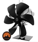 Woodburner Stove Fan With Thermometer 6 Blade Heat Powered