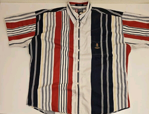 Vintage Chaps Ralph Lauren Men's XL Short Sleeve Button Down 90s Striped VTG - Picture 2 of 9