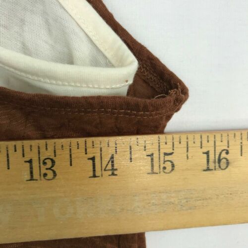 One Step Up Womens Juniors Medium Layered Tank Top Brown Ivory Crinkle Lace Trim - Picture 7 of 8
