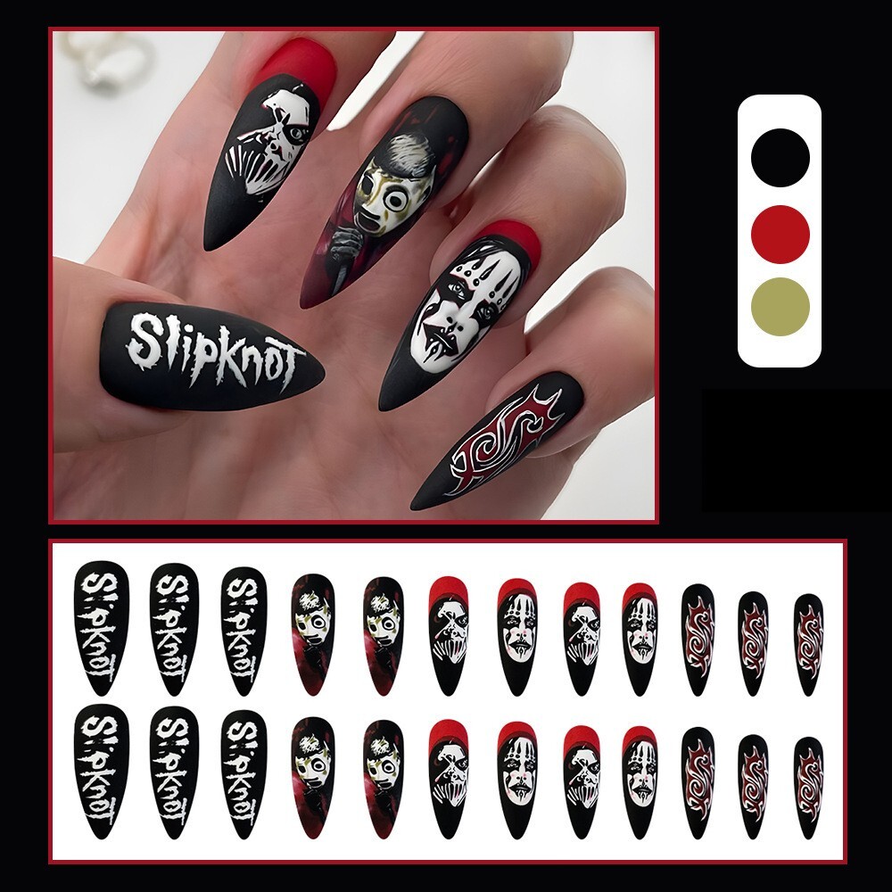 24pcs Slipknot Horror Stiletto False Nail Press on Nails for Nail Art eBay