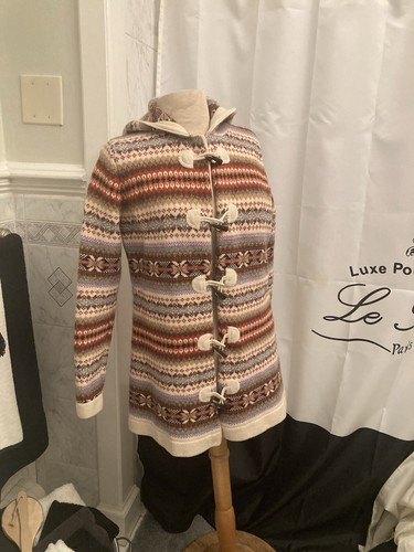 Vintage Skyr 100 % Lammwolle Azteken Südwesten Kapuze Cardigan Jacke Damen Medium - Bild 2 von 24