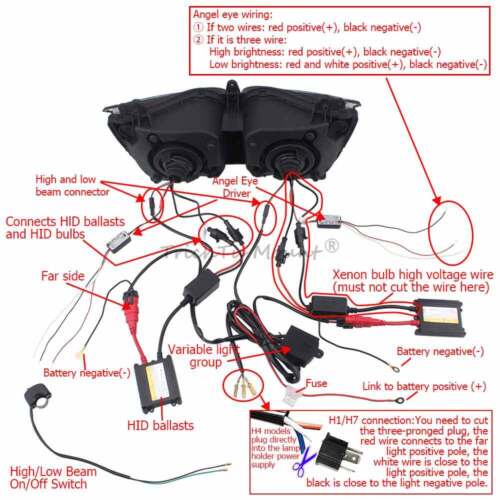 Front Headlight Assembly w/Blue Angel Eye For Yamaha FZ1 FZ-1S Fazer 2006-2015 - Picture 13 of 24