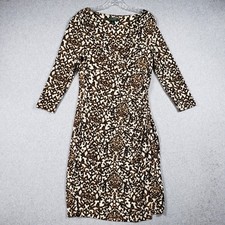 Lauren Ralph Lauren Women 8 Brown Leopard Geometric Sheath Wrap Midi Dress