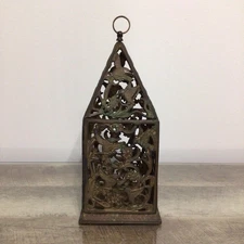 Vintage Metal Hanging Tea Light Candle Holder Garden Lantern Hummingbird